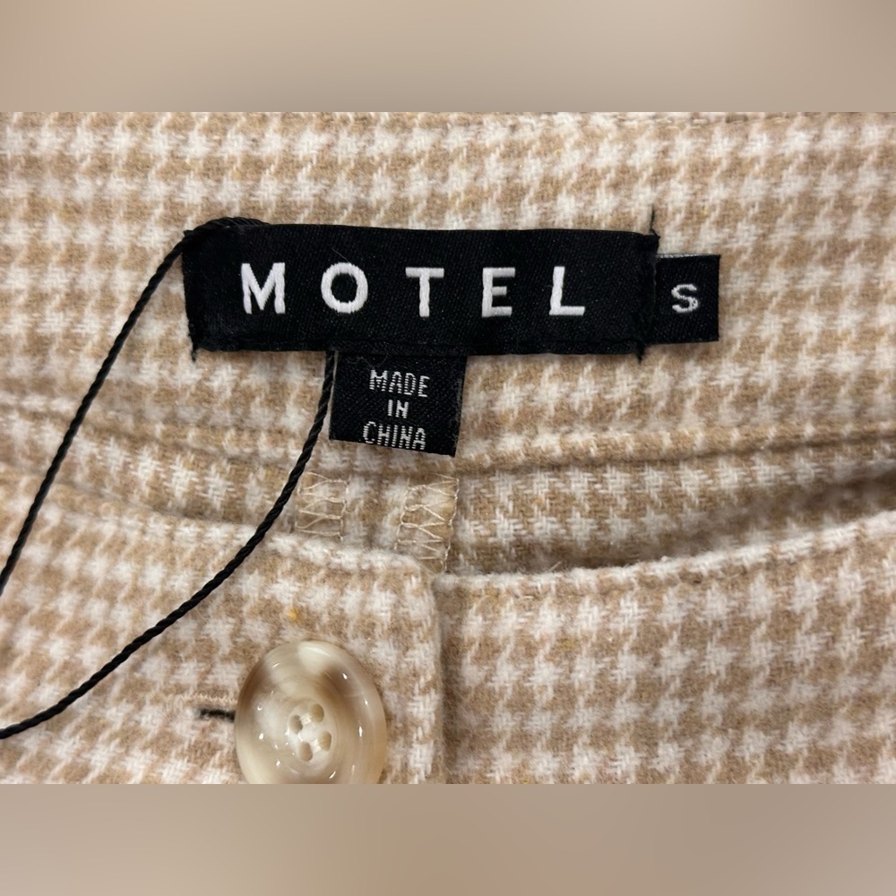 Motel Rocks Yeva Houndstooth Wide Leg Trouser Small Neutral Plaid Edgy Cool Girl - Picture 8 of 12